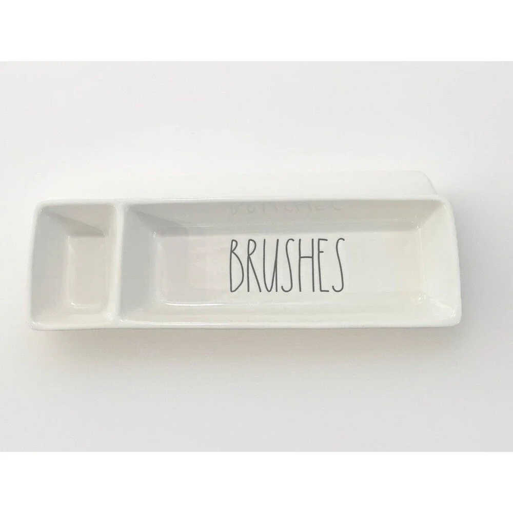 RAE DUNN BRUSHES HOLDER ORGANIZER Container Paint Brush Tray Brushes